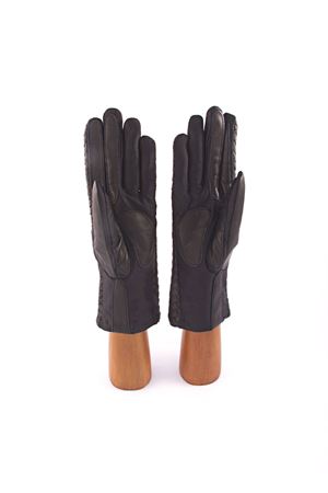 Guanti in pelle nera intrecciata Capri Gloves | CA076NERO